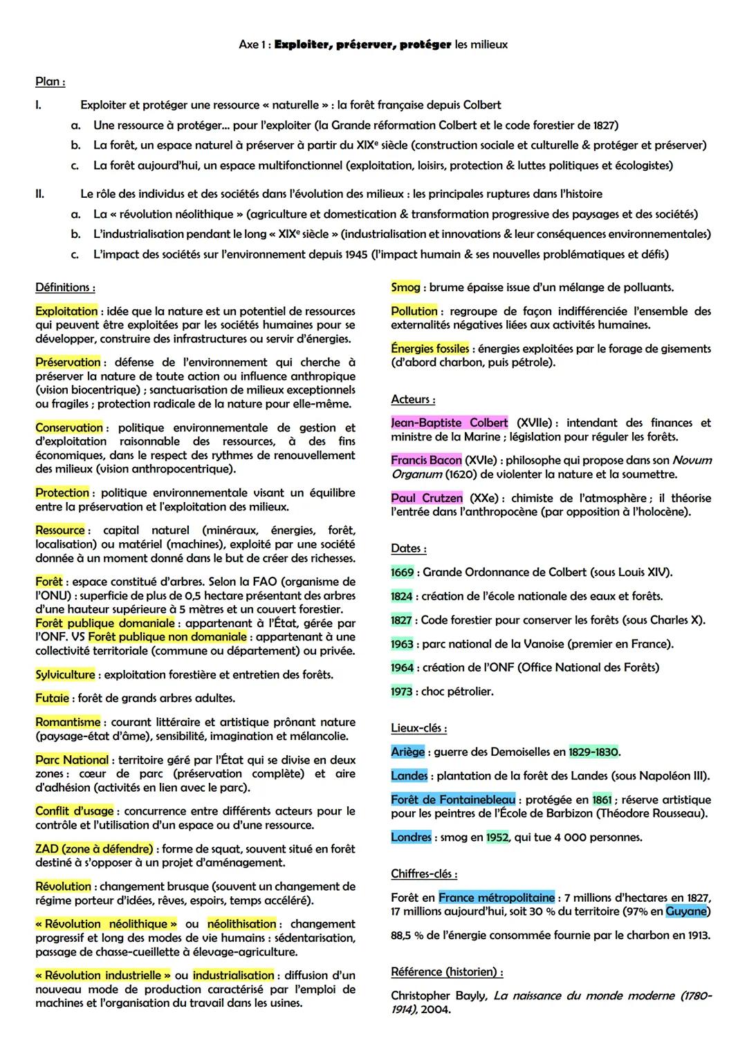 # THÈME 5: L'ENVIRONNEMENT, ENTRE EXPLOITATION ET PROTECTION: UN ENJEU PLANÉTAIRE

Accroches:
* << L'environnement [...] ne recouvre pas la 