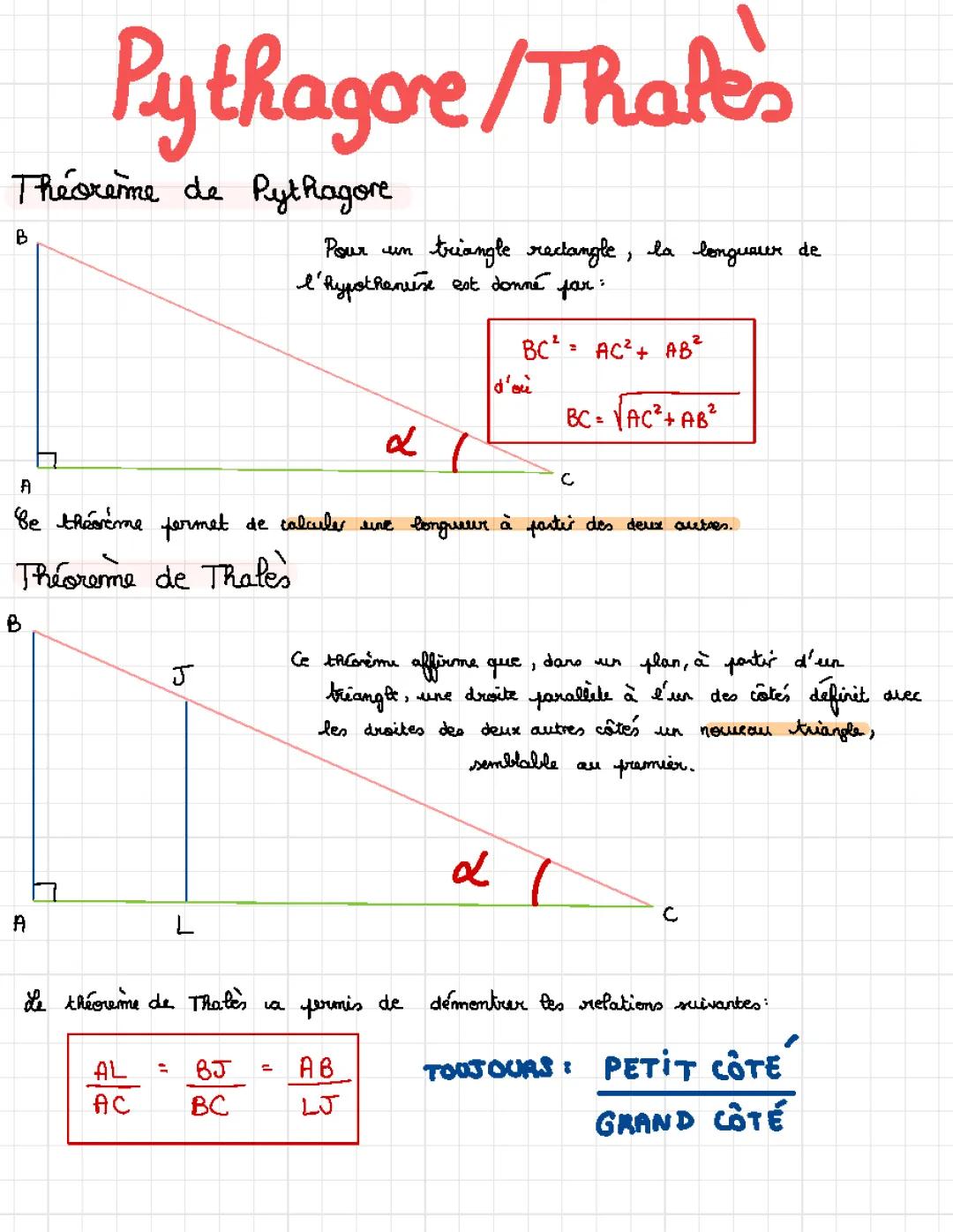 Fiche théorèmes géométrie 