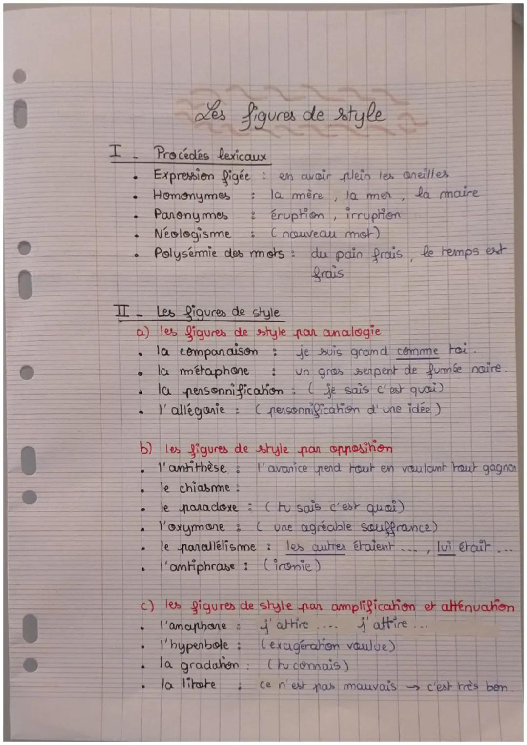 I
ㅍ
●
●
Les figures de style
a) les figures de style par analogie
la comparaison :
la métaphone
la personnification
●
•
a
Les figures de sty