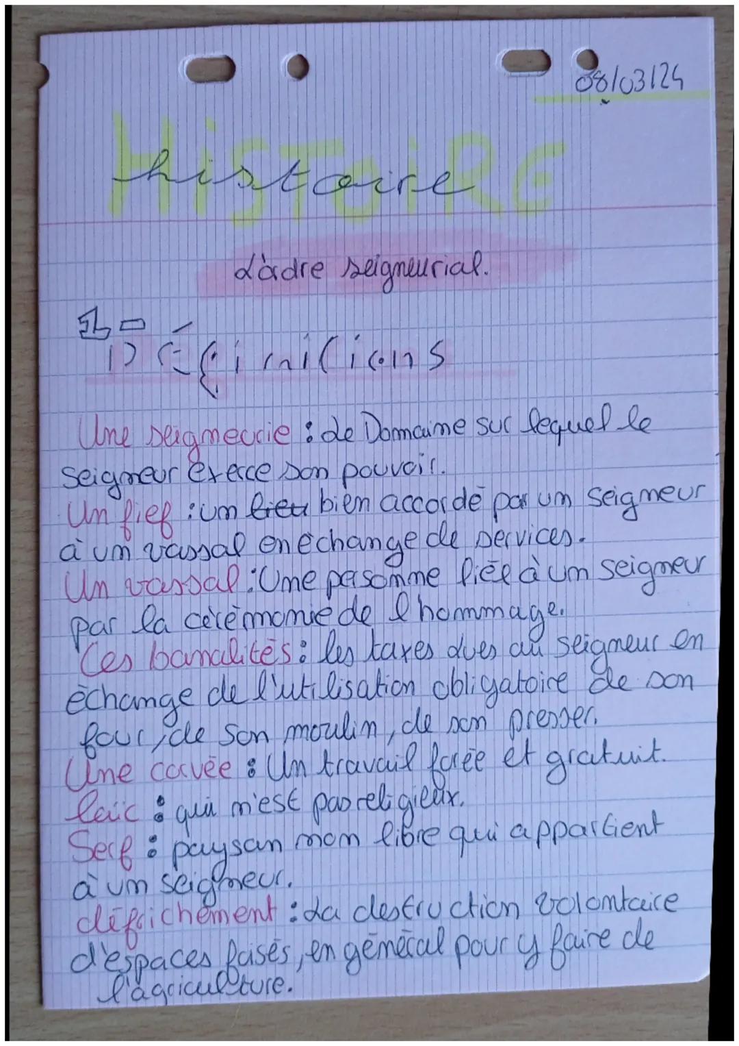 08/03/24

histoire

L'adre seigneurial.

Béfinicions

Une seigneurie: de Domaine sur lequel le
Seigneur exerce son pouvoir.

Un fief: um bie