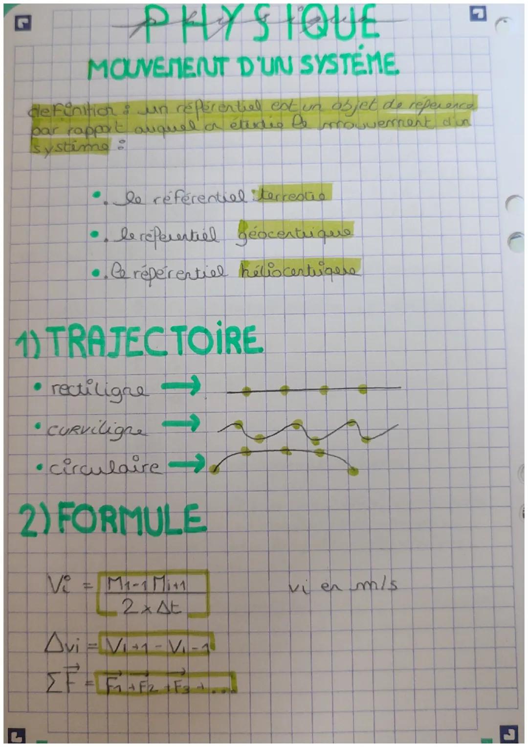 # PHYSIQUE

MOUVEMENT D'UN SYSTÉME

definition: un référentiel est un objet de reperenca
Systime:

*   le référentiel terrestia

*   le refe