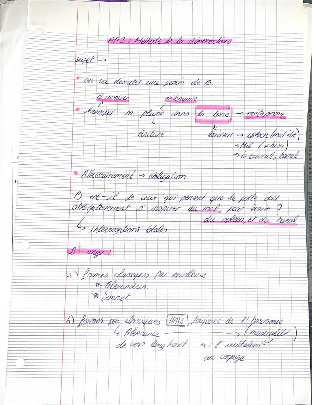 français -> méthode pour la dissertation 