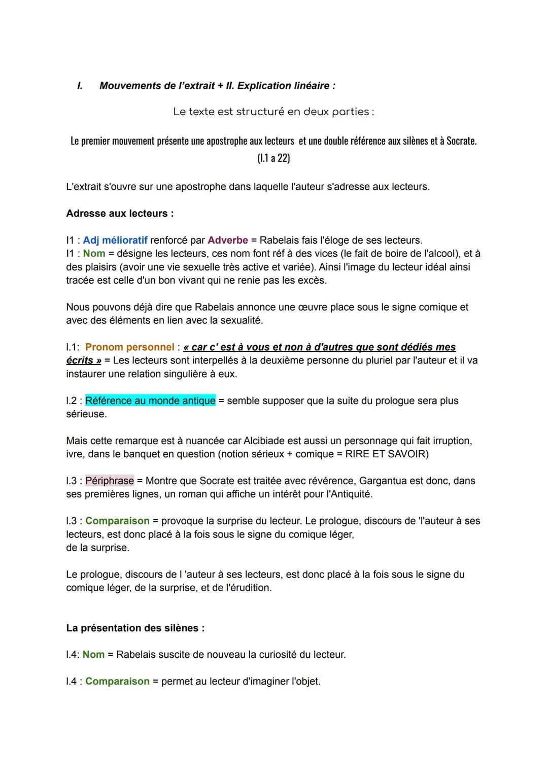 INTRODUCTION
Objet d'étude: La littérature d'idées du XVI* au XVIII* siècle
LECTURE LINÉAIRE: Gargantua de Rabelais, 1534
Étude du prologue
