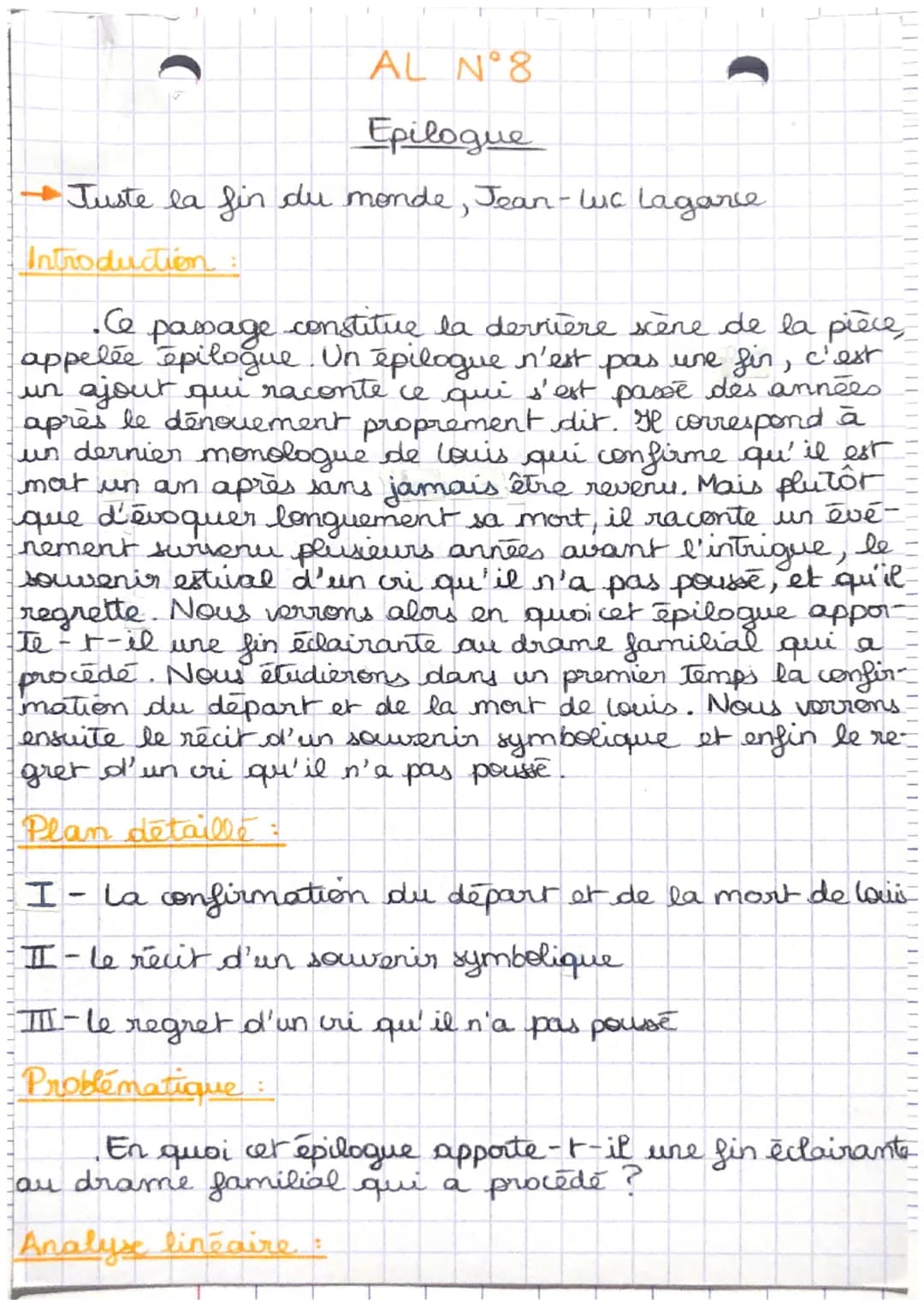 T
AL N°8
Epilogue
- Juste la fin du monde, Jean-Luc Lagarie
Introduction:
passage
n'est
pas
constitue la dernière scène de la pièce,
appelée