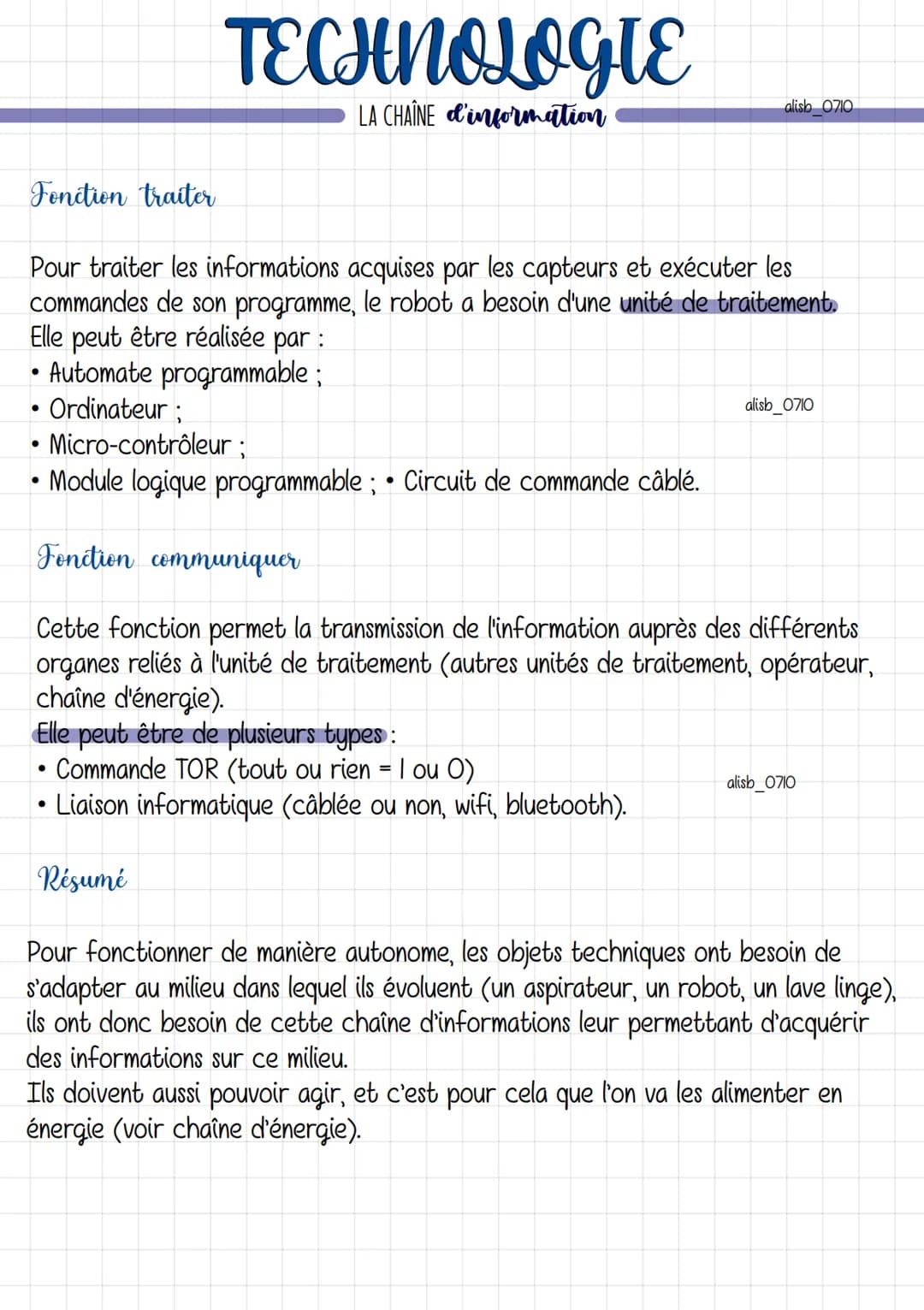 ALIMENTER
Pour fonctionner, les objets techniques ont besoin d'être alimentés en énergie
et de la transformer pour réaliser des actions. Cec