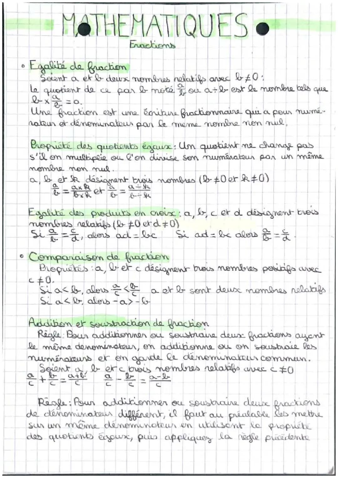 Maths : Fractions