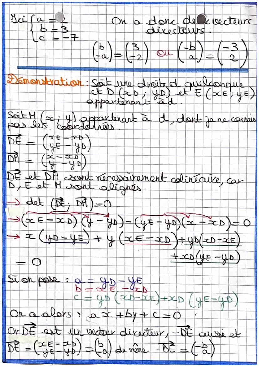 MATHS
Equations cartésiennes
Vecteur directeur : Soit à une droite quelconque du
de d
plan. On appelle besteur directeur
de a tout vecteur A