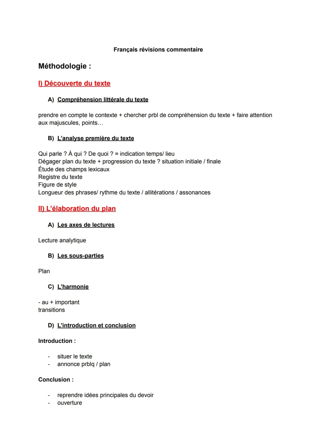 Méthodologie :
1) Découverte du texte
A) Compréhension littérale du texte
prendre en compte le contexte + chercher prbl de compréhension du 