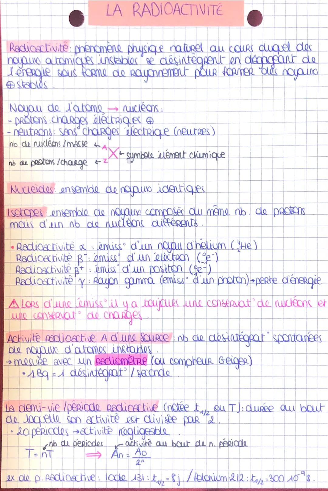 Tout savoir sur la radioactivité : Fiche de révision pour ST2S
