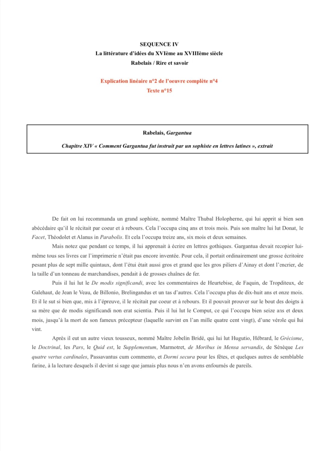 Gargantua : Résumés et Analyses Linéaires des Chapitres