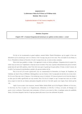 Know explication linéaire du Chapitre XIV « Comment Gargantua fut instruit par un sophiste en lettres latines », extrait thumbnail
