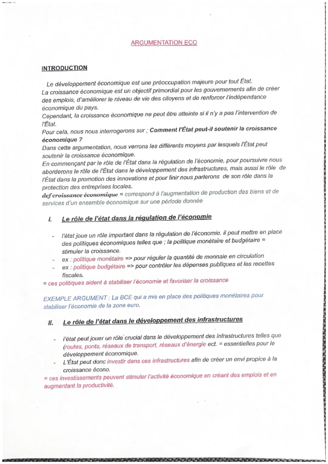 INTRODUCTION
ARGUMENTATION ECO
Le développement économique est une préoccupation majeure pour tout État.
La croissance économique est un obj