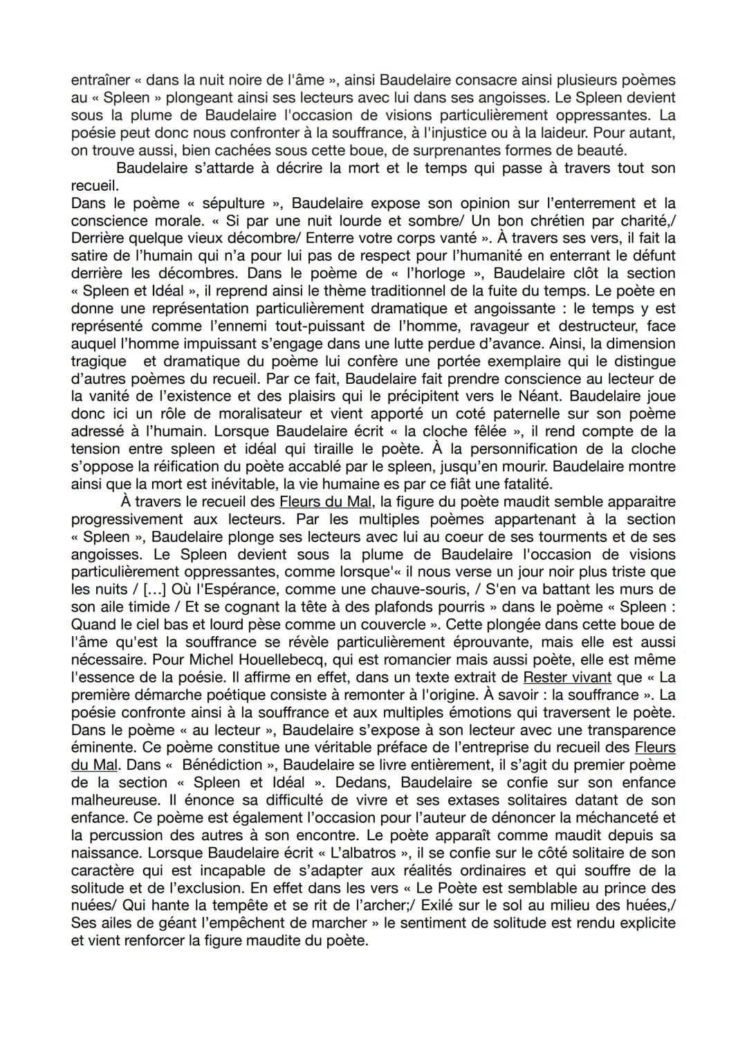 DISSERTATION LES FLEURS DU MAL DE CHARLES BAUDELAIRE
Problématique : Dans ses correspondances, Charles Baudelaire écrit : «< tu m'as
donné t