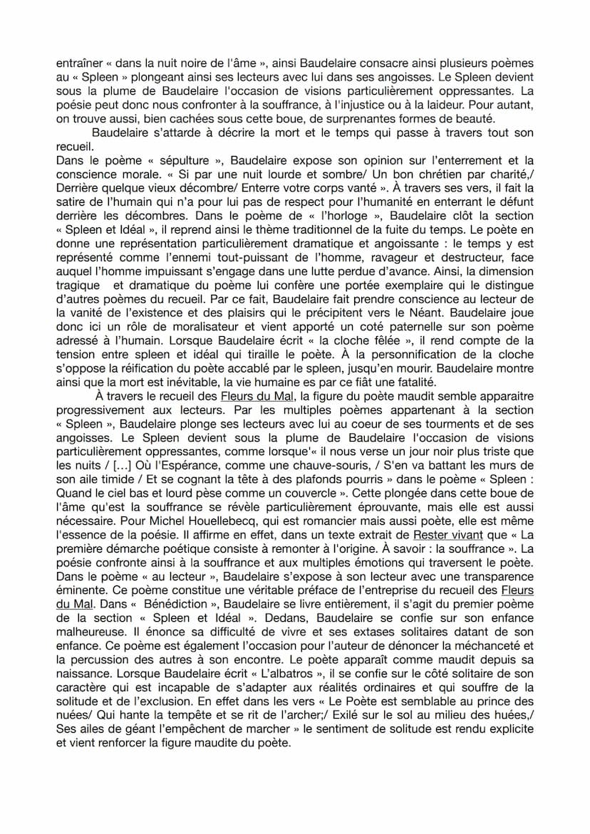 DISSERTATION LES FLEURS DU MAL DE CHARLES BAUDELAIRE
Problématique : Dans ses correspondances, Charles Baudelaire écrit : «< tu m'as
donné t