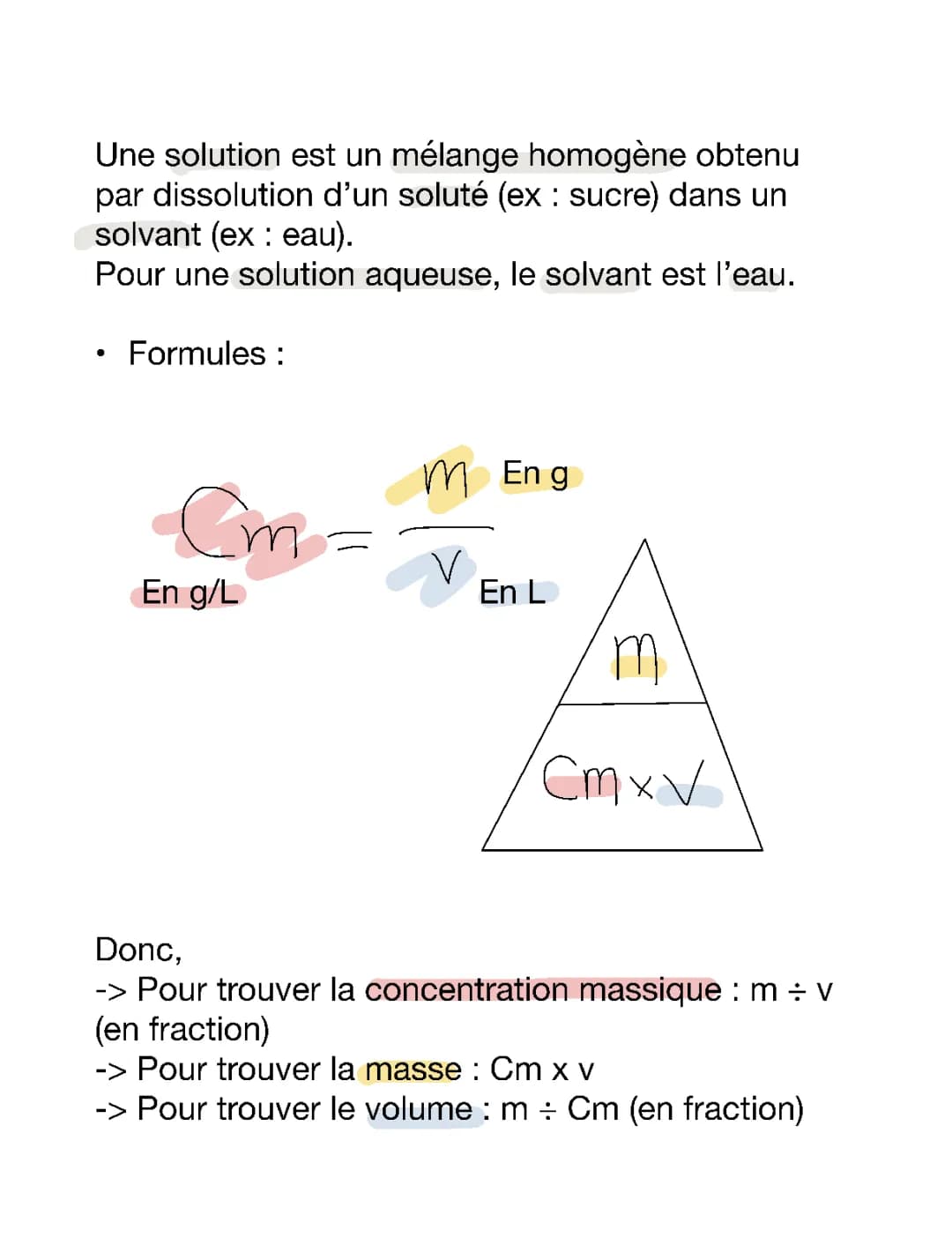 Physique - concentration massique 
