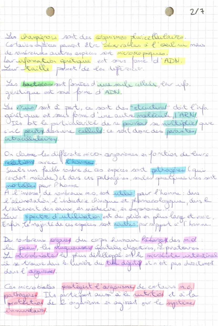 SVT
LE MONDE MICROBIEN ET NOTRE ORGANISME:
MICRO-ORGANISME =
taille, visible an microsco
microscope
Pas de cellule
bactéries
MICROBIOTE=senb