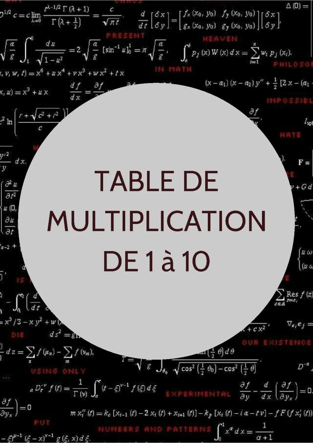 table de multiplication