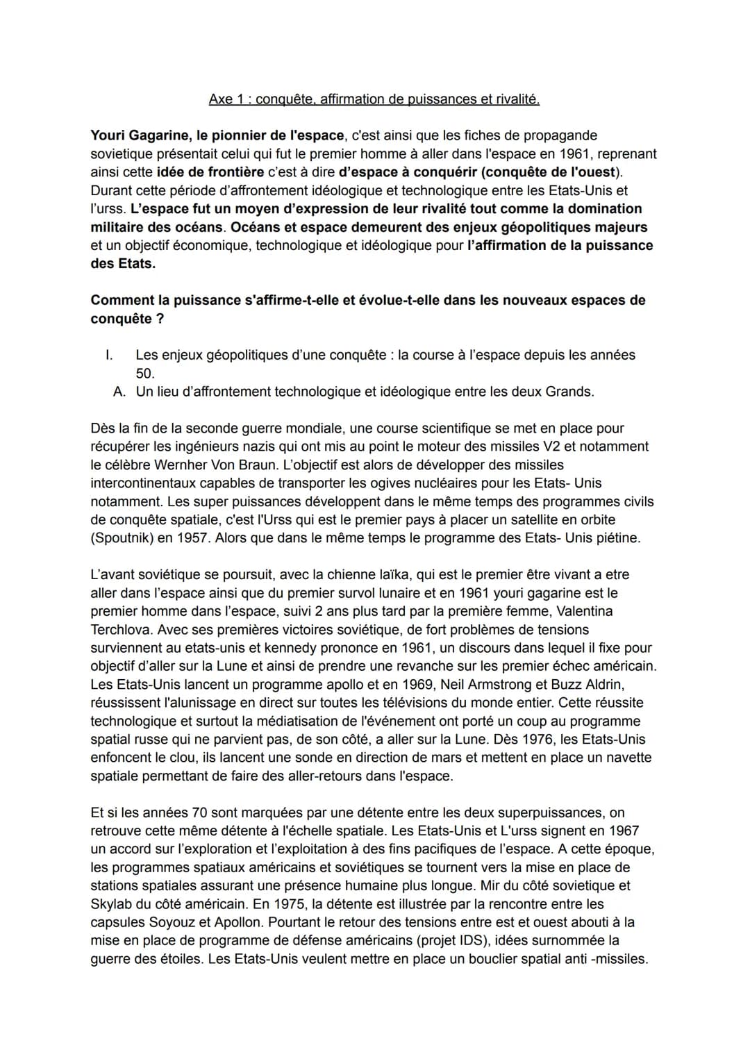 De nouveau espaces de conquête
Océan et espace, quelles spécificités ?
être une grande puissance : c'est maîtriser et dominer un territoire 