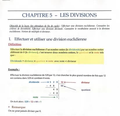 Know Les divisions - Effectuer et utiliser une division euclidienne  thumbnail