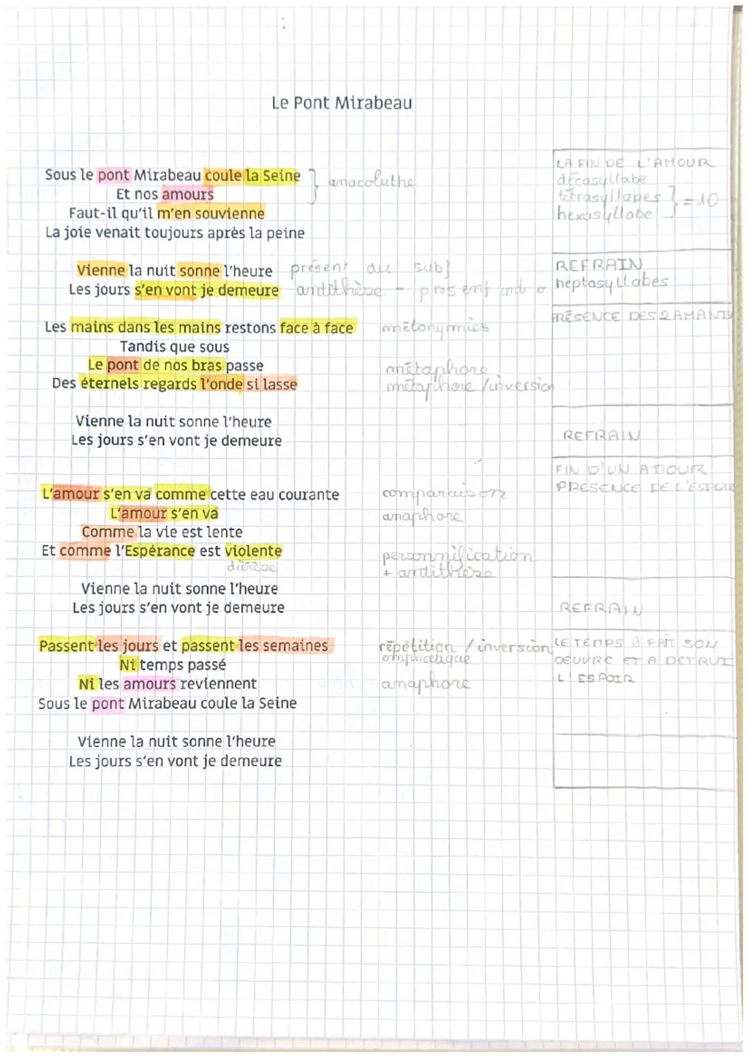# Le pont firabeau

introduction

"Esprit Nouveau" est un mouvement poctique du XX siècle, durant lequel
les poètes s'intéressent à la socié