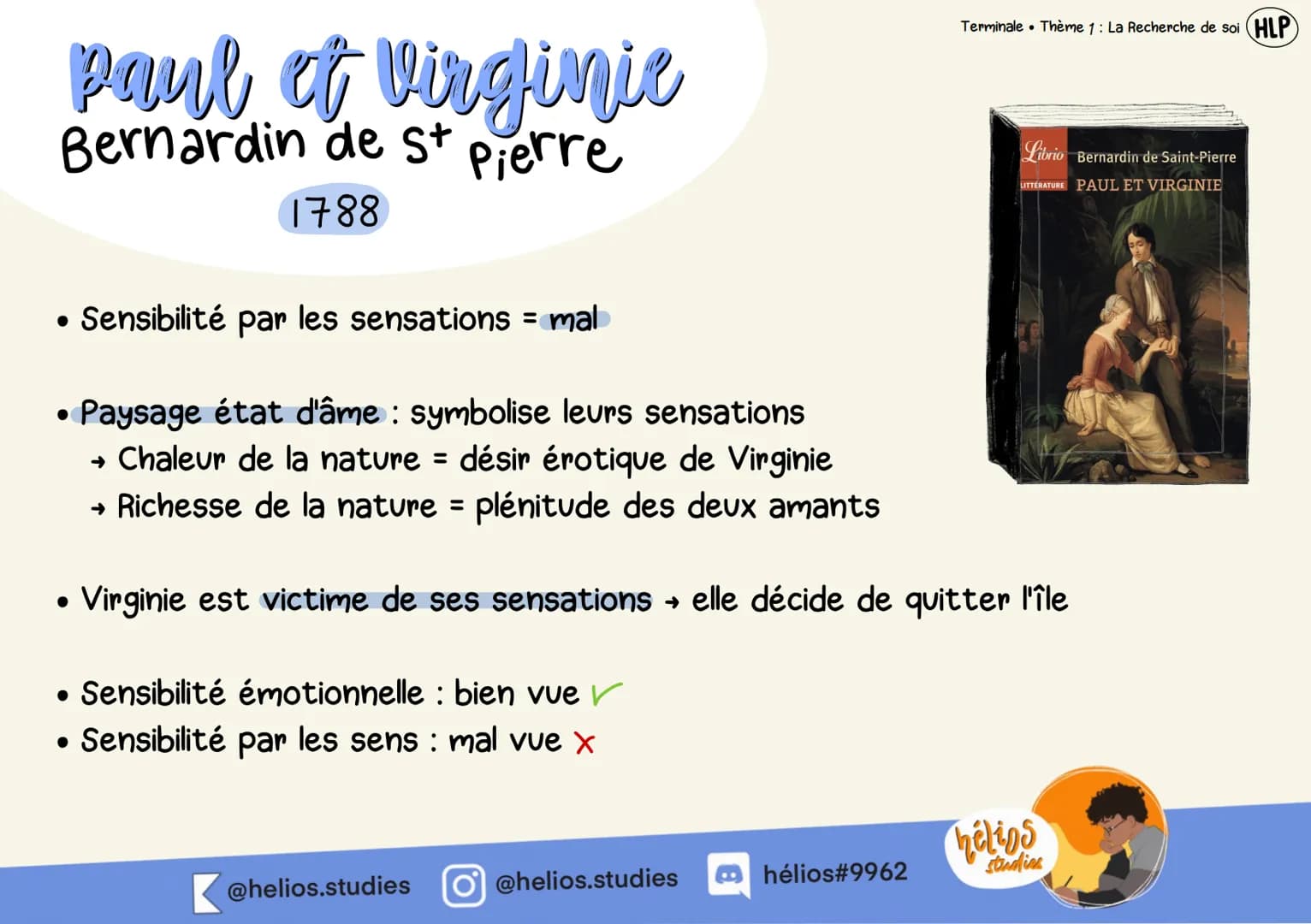 paul of Virginic
Bernardin de St Pierre
st
1788
• Sensibilité par les sensations = mal
●
●
Sensibilité émotionnelle : bien vue
• Sensibilité