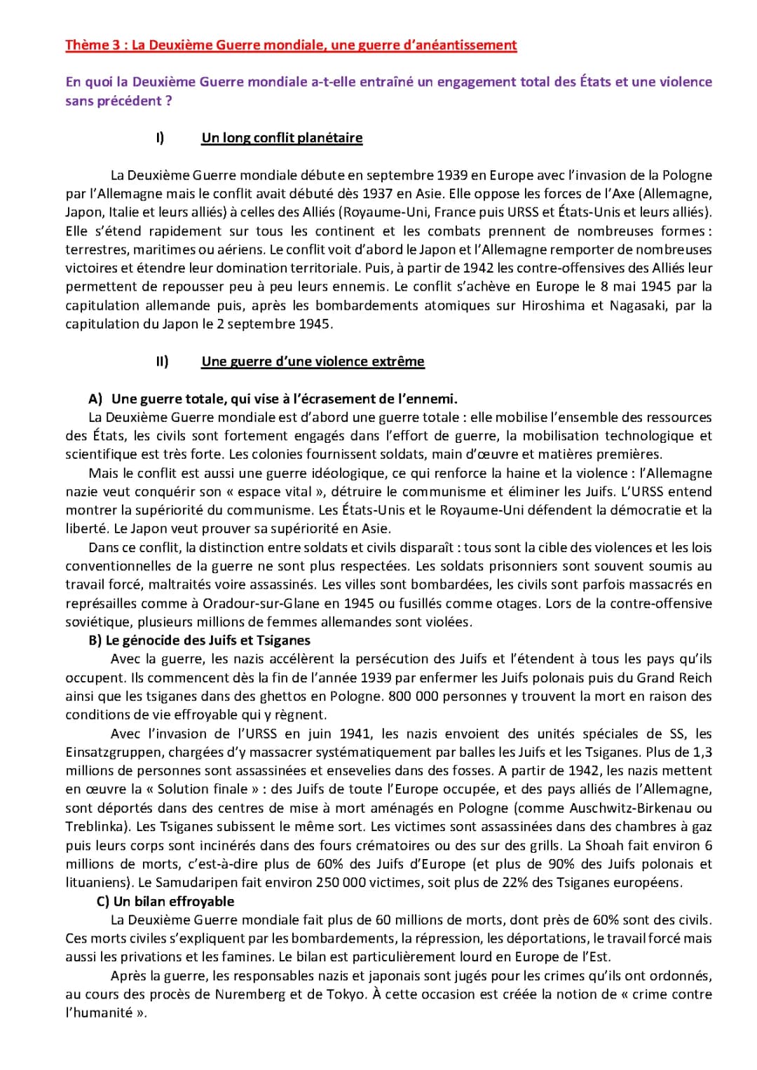 La Deuxième Guerre Mondiale