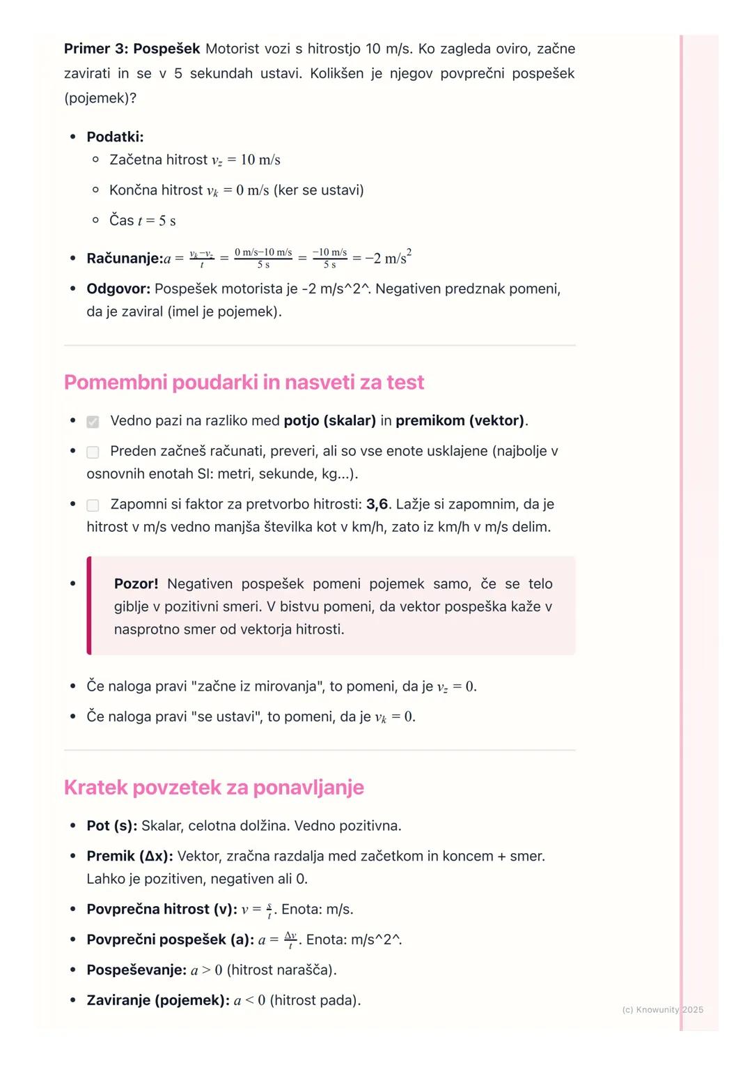 ## 2.2. Pot, premik, hitrost in
pospešek

Uvod v osnovne kinematične količine

Kinematika je del fizike, ki opisuje gibanje teles, ne da bi 