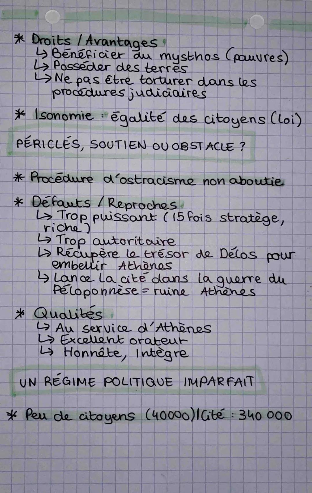 histoire
Périclés et ladémocratie athénienne
FONCTIONNEMENT DE LA DÉMOCRATIE À ATHENES
*Démocratie gouvernement de la cité
par le peuple
:
L