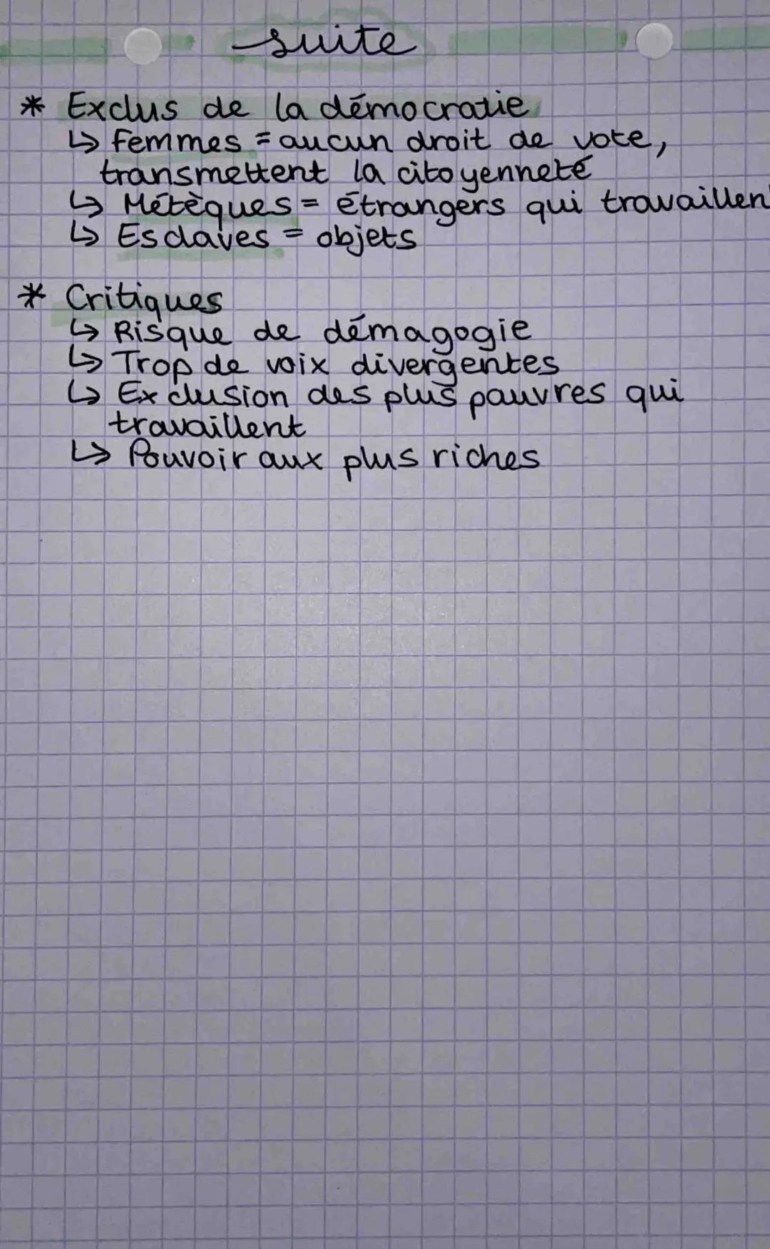 histoire
Périclés et ladémocratie athénienne
FONCTIONNEMENT DE LA DÉMOCRATIE À ATHENES
*Démocratie gouvernement de la cité
par le peuple
:
L