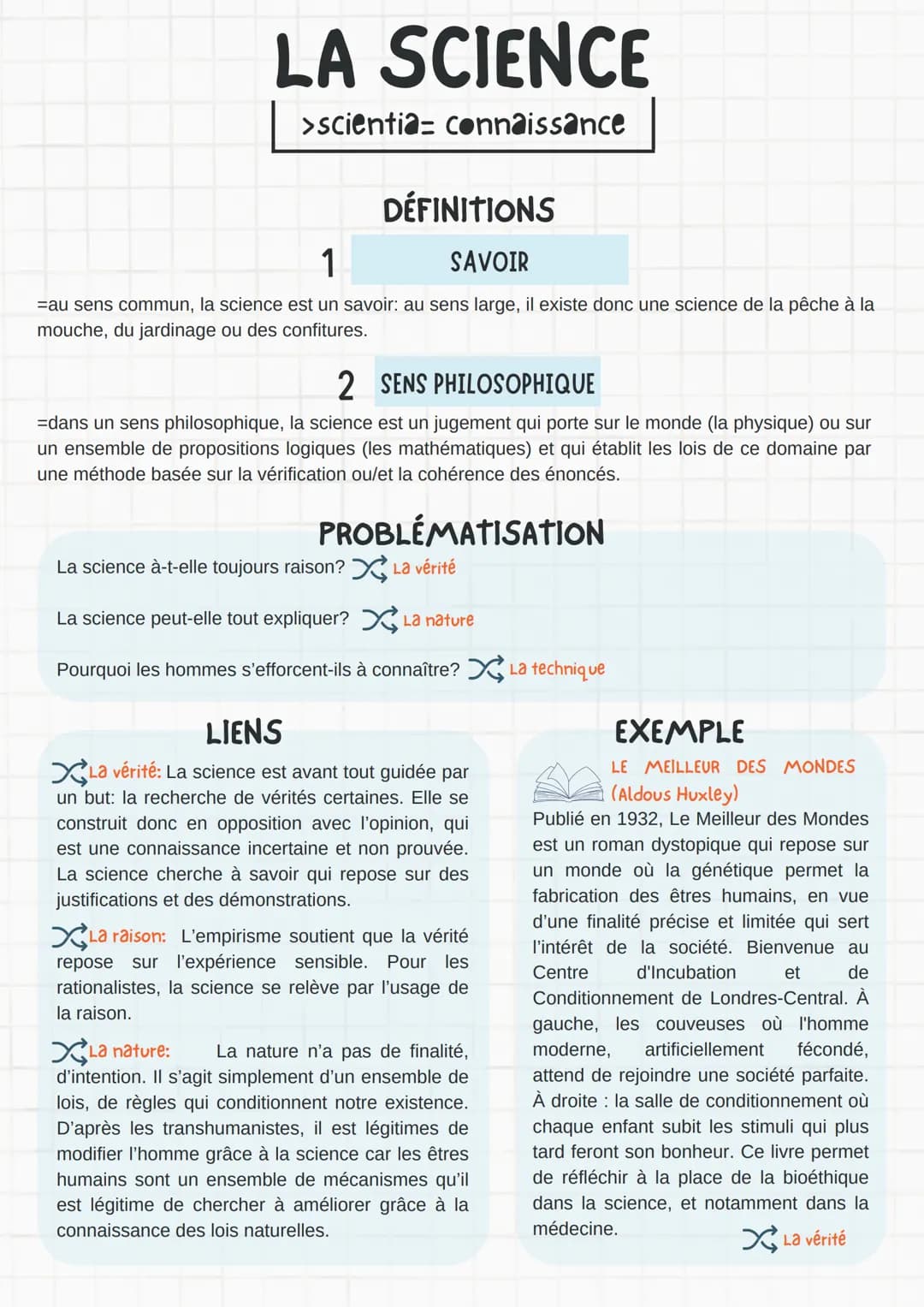 LA SCIENCE
>scientia= connaissance
1
DÉFINITIONS
SAVOIR
=au sens commun, la science est un savoir: au sens large, il existe donc une science