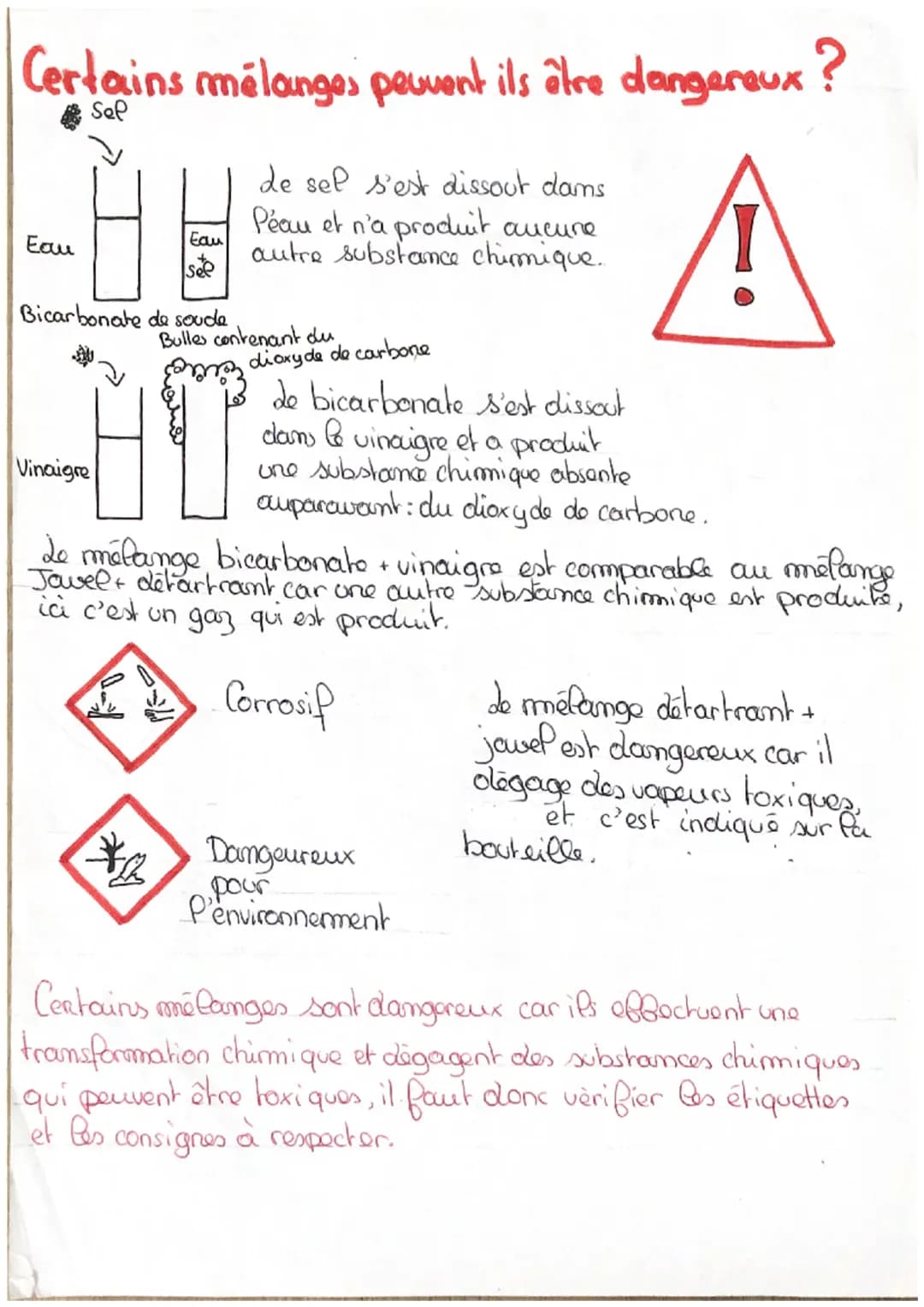 Certains mélanges peuvent ils être dangereux ?
Sel
Eau
Bicarbonate de soude
Vinaigre
de sel s'est dissout dams
Peau et n'a produit aucure
Ea