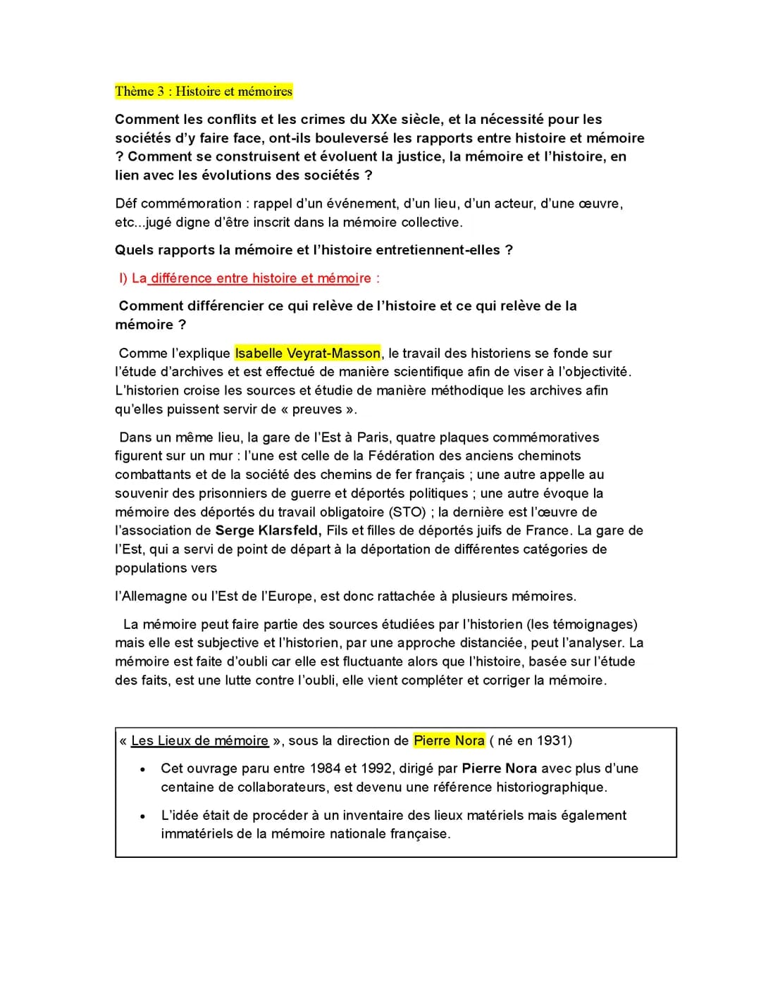 HISTOIRE ET MEMOIRE AXE 1 "Histoire et mémoire des conflits"