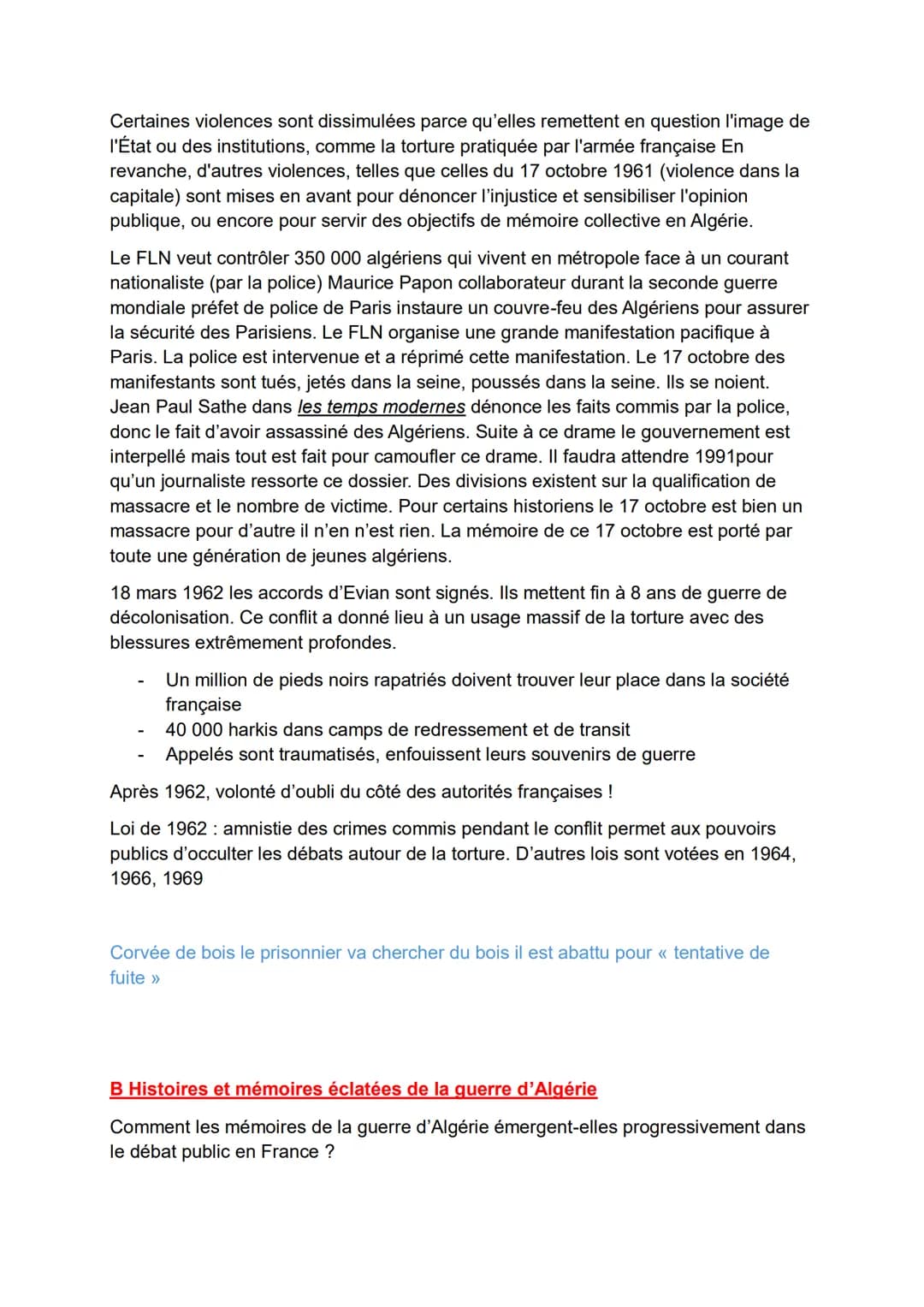 Thème 3 Histoire et mémoires
Comment les conflits et les crimes du XXe siècle, et la nécessité pour les
sociétés d'y faire face, ont-ils bou