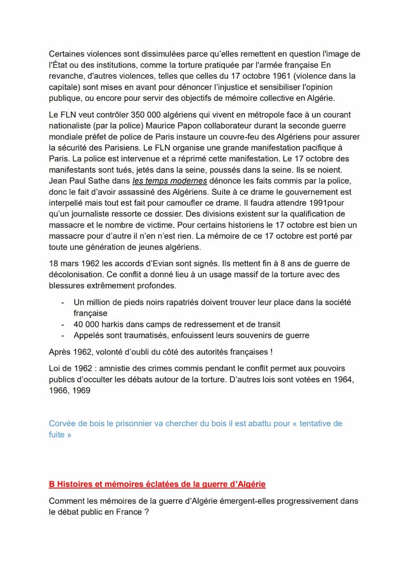 Thème 3 Histoire et mémoires
Comment les conflits et les crimes du XXe siècle, et la nécessité pour les
sociétés d'y faire face, ont-ils bou