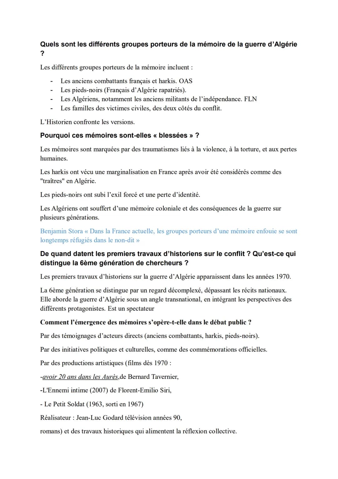 Thème 3 Histoire et mémoires
Comment les conflits et les crimes du XXe siècle, et la nécessité pour les
sociétés d'y faire face, ont-ils bou
