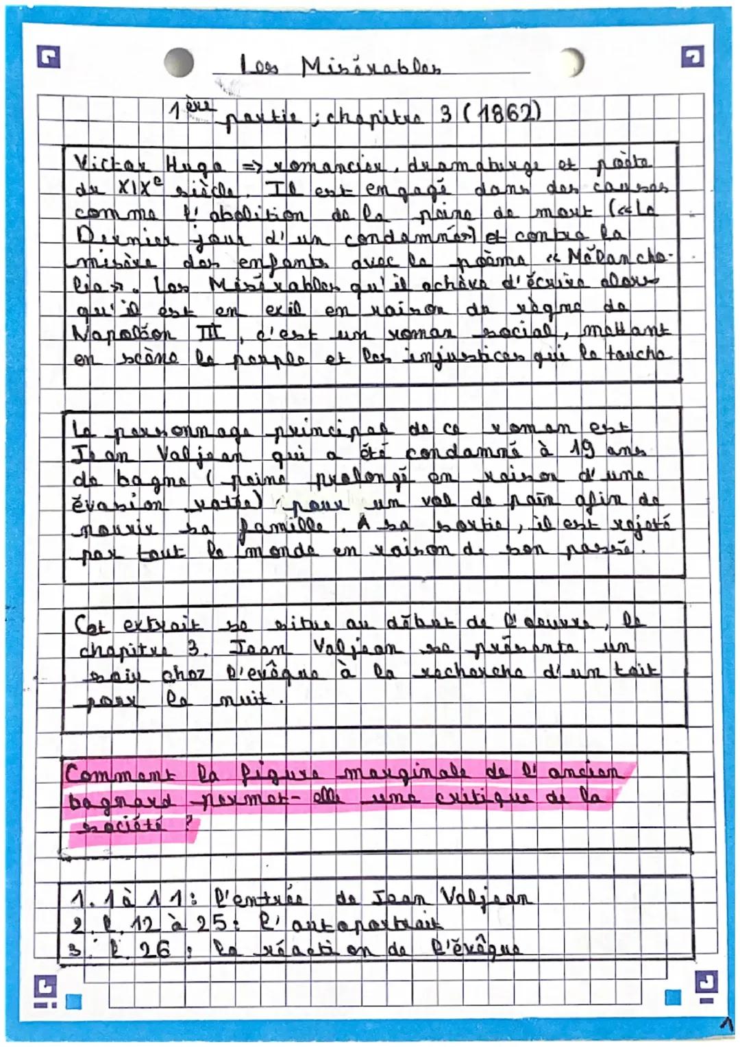 Analyse Linéaire « Les Misérables » chap 3