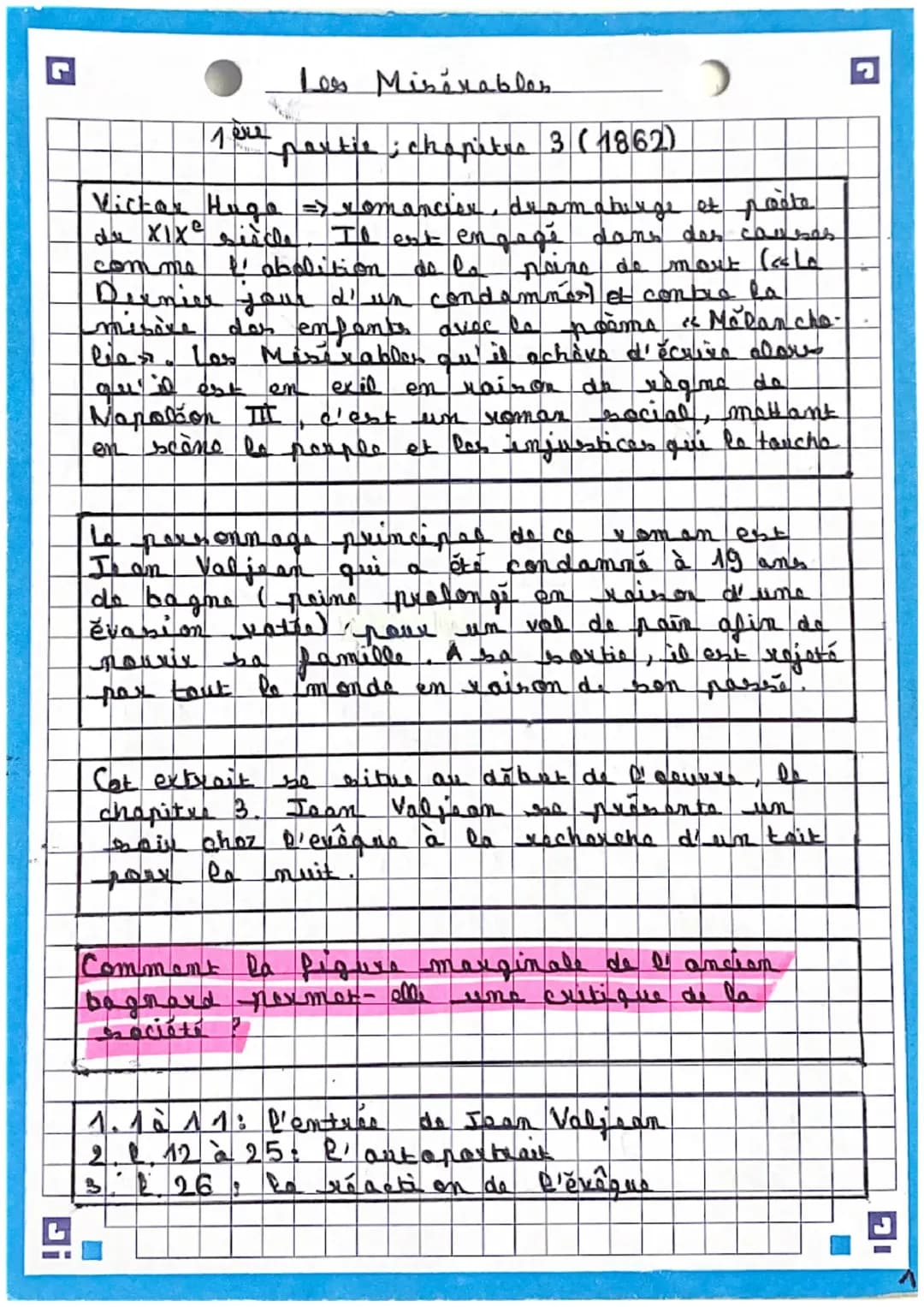 Analyse Linéaire « Les Misérables » chap 3
