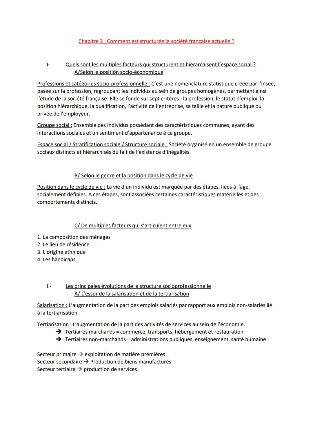 |-
Chapitre 3 : Comment est structurée la société française actuelle ?
Quels sont les multiples facteurs qui structurent et hiérarchisent l'