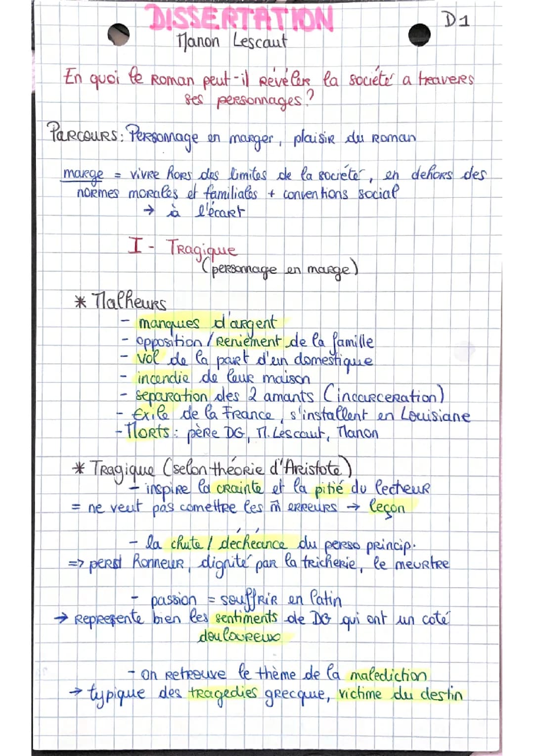 Dissertation : Manon Lescaut - Abbé Prevost
