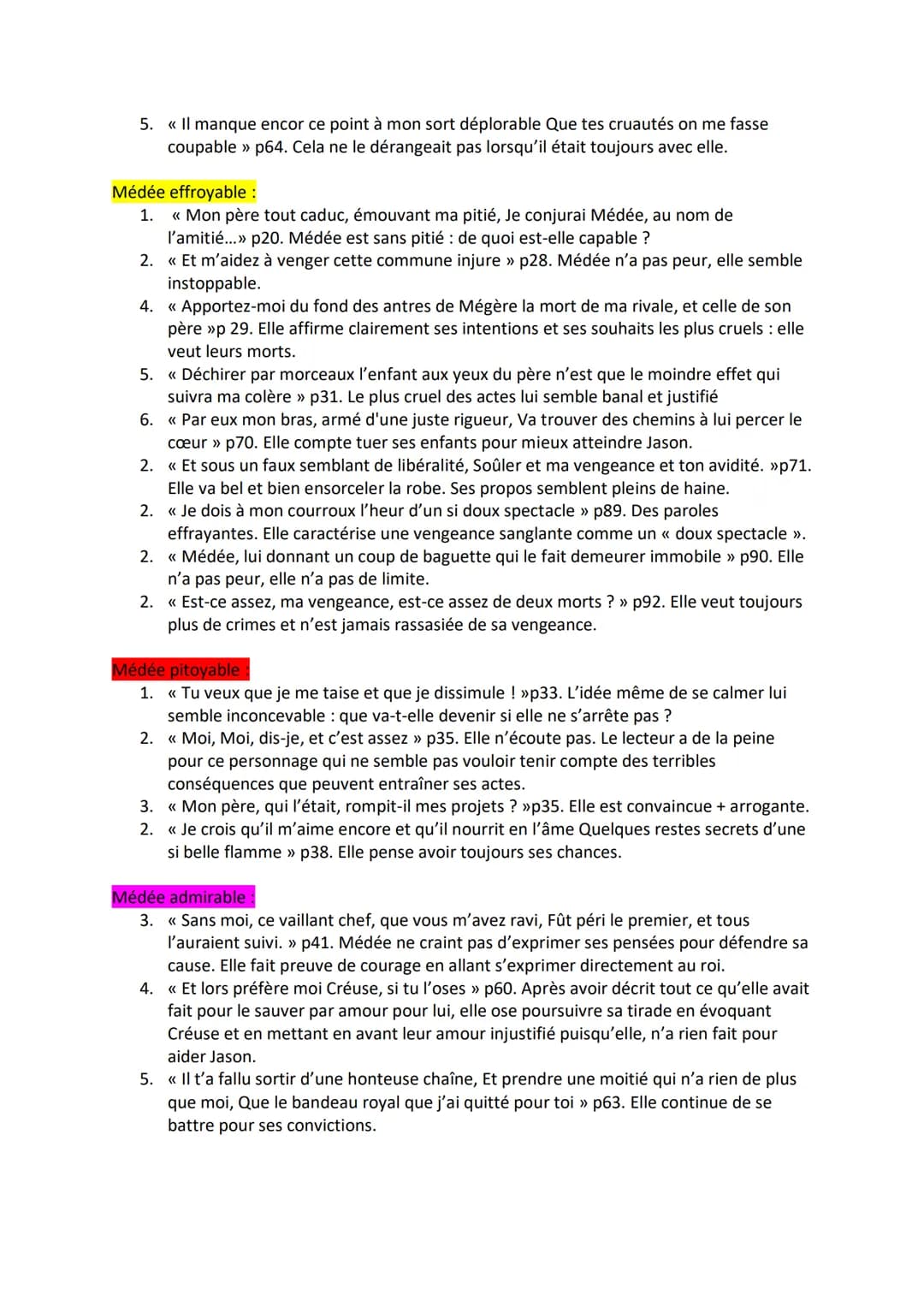 Carnet de lecture :
Médée
Les personnages :
- Jason: Époux de Médée / veut épouser Créuse. Personnage instable, inconstant, hypocrite
mais s