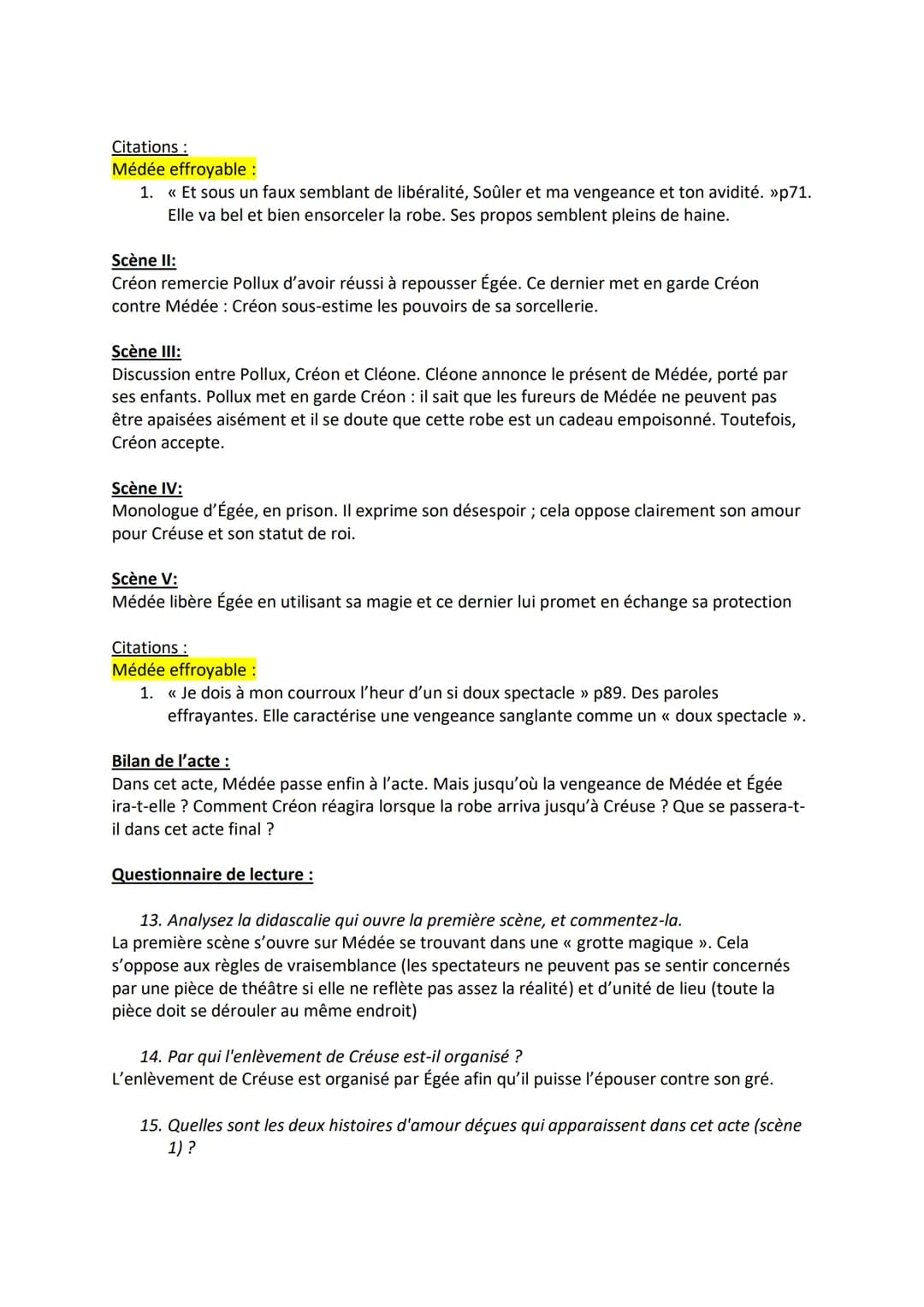 Carnet de lecture :
Médée
Les personnages :
- Jason: Époux de Médée / veut épouser Créuse. Personnage instable, inconstant, hypocrite
mais s