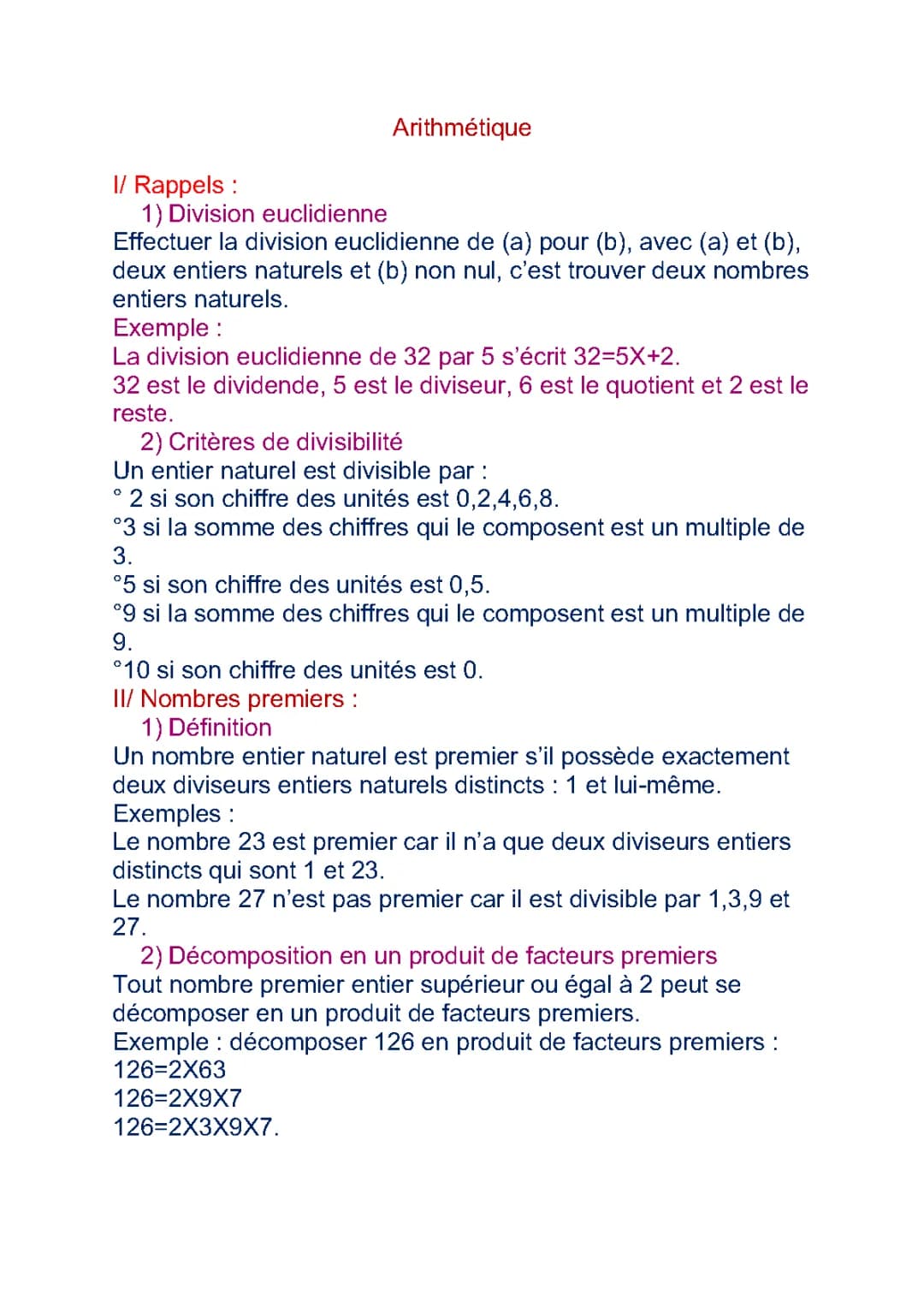 Arithmétique
