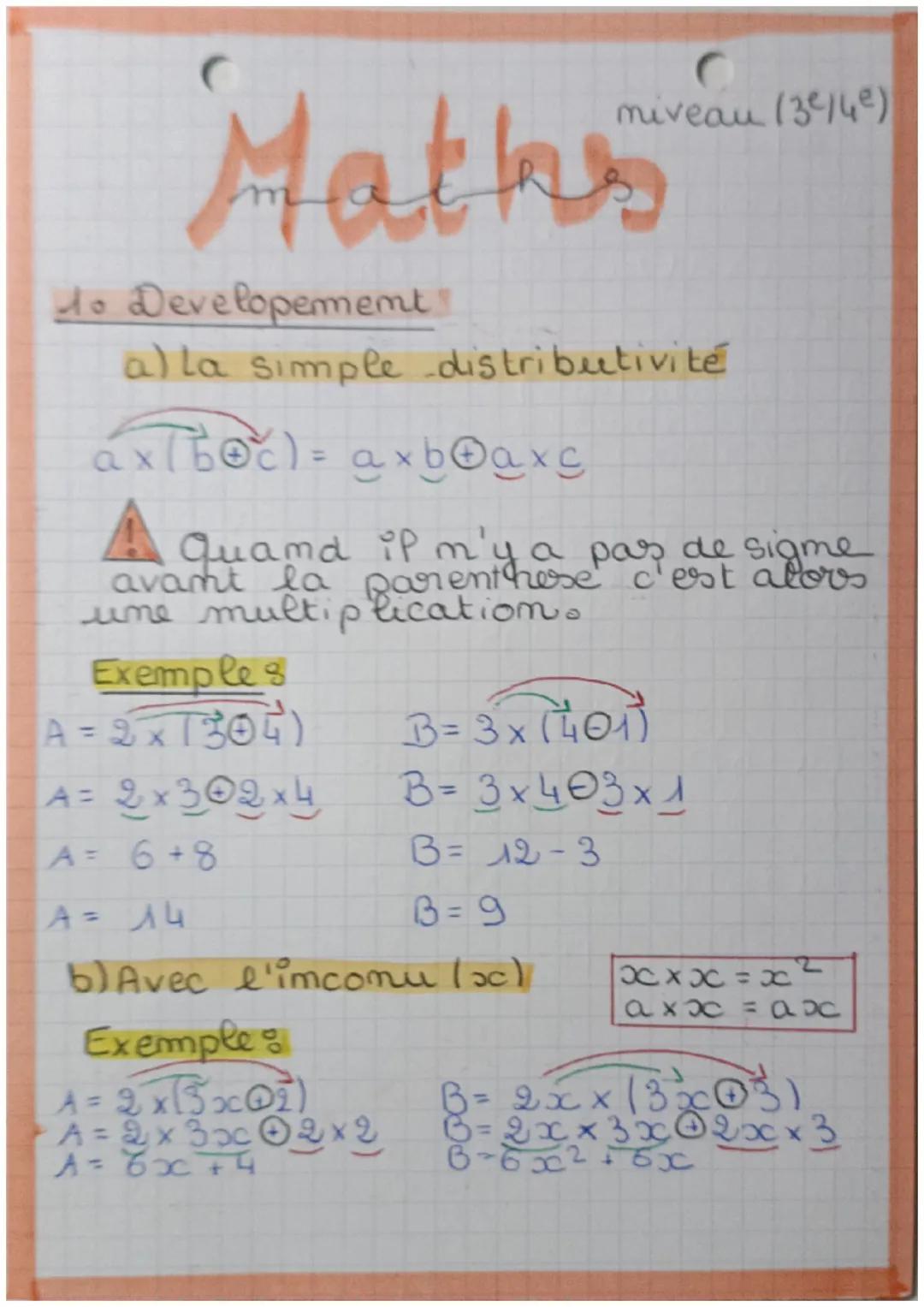 miveau (3/4)
# Maths
1. Developement

## a) la simple distributivité

$ax(b \oplus c) = a x b \oplus a x c$

![alt_text](image_path)

Quand 