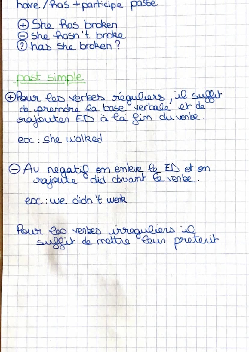 present simple:
+ On rajoute un 5 à la 3eme personne
du singulier.
exc: She plays football.
goes; watches, does
O? Do / Does
Ⓒ Do not - Don'