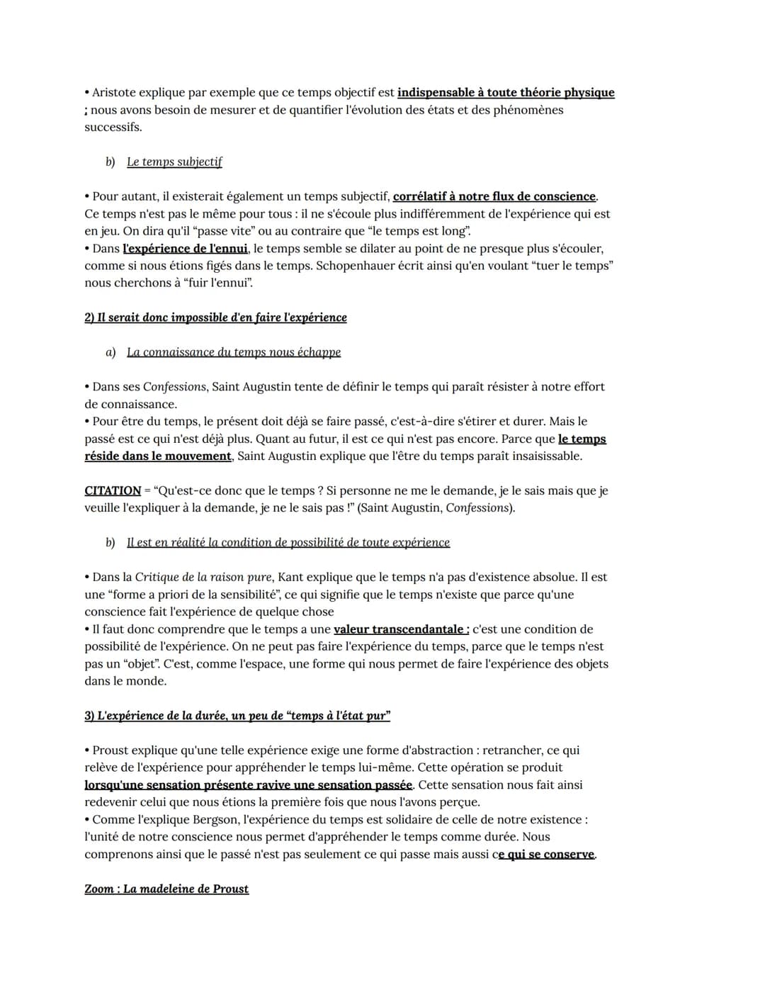 DÉFINITIONS CLÉS :
LE TEMPS:
Temps - Milieu indéfini et homogène caractérisé par sa double nature :
1. la continuité : le temps est un flux 