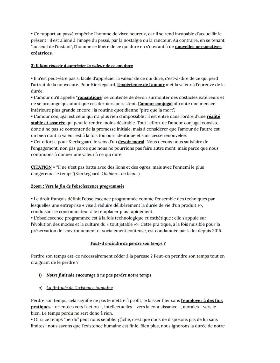 DÉFINITIONS CLÉS :
LE TEMPS:
Temps - Milieu indéfini et homogène caractérisé par sa double nature :
1. la continuité : le temps est un flux 
