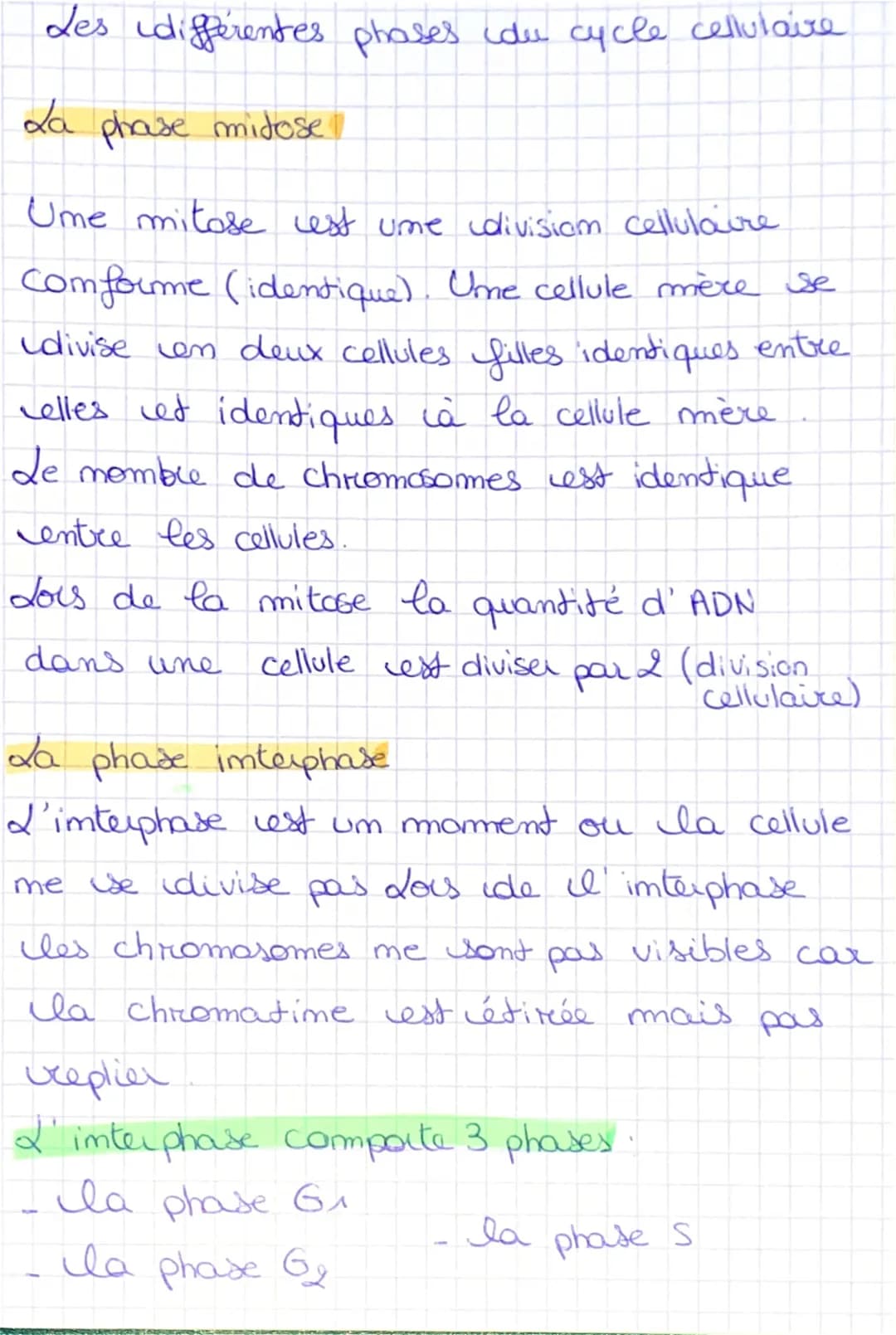 I'imterphase
une cellule me se divise pas.
Chimio: Cellule et information génétique
= moment pendant laquelle
Ila mitose
la cellule
S
Cellul