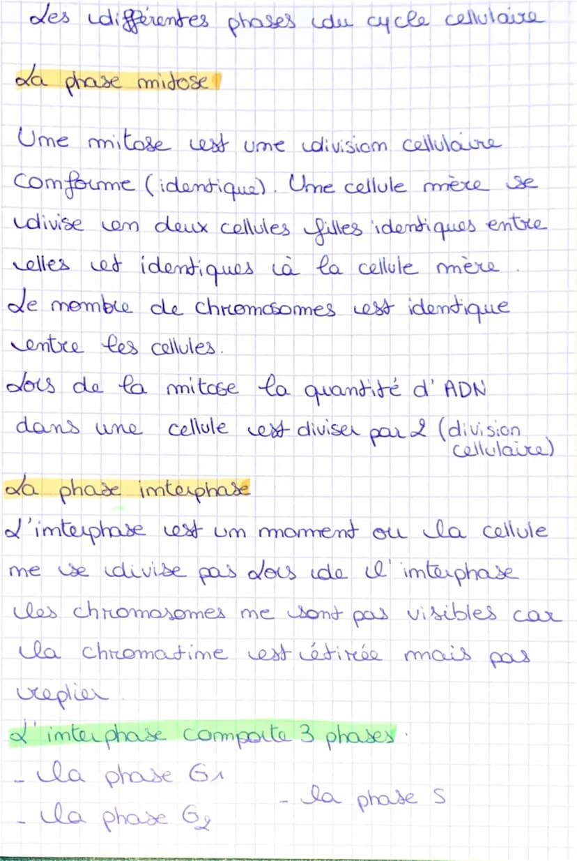I'imterphase
une cellule me se divise pas.
Chimio: Cellule et information génétique
= moment pendant laquelle
Ila mitose
la cellule
S
Cellul