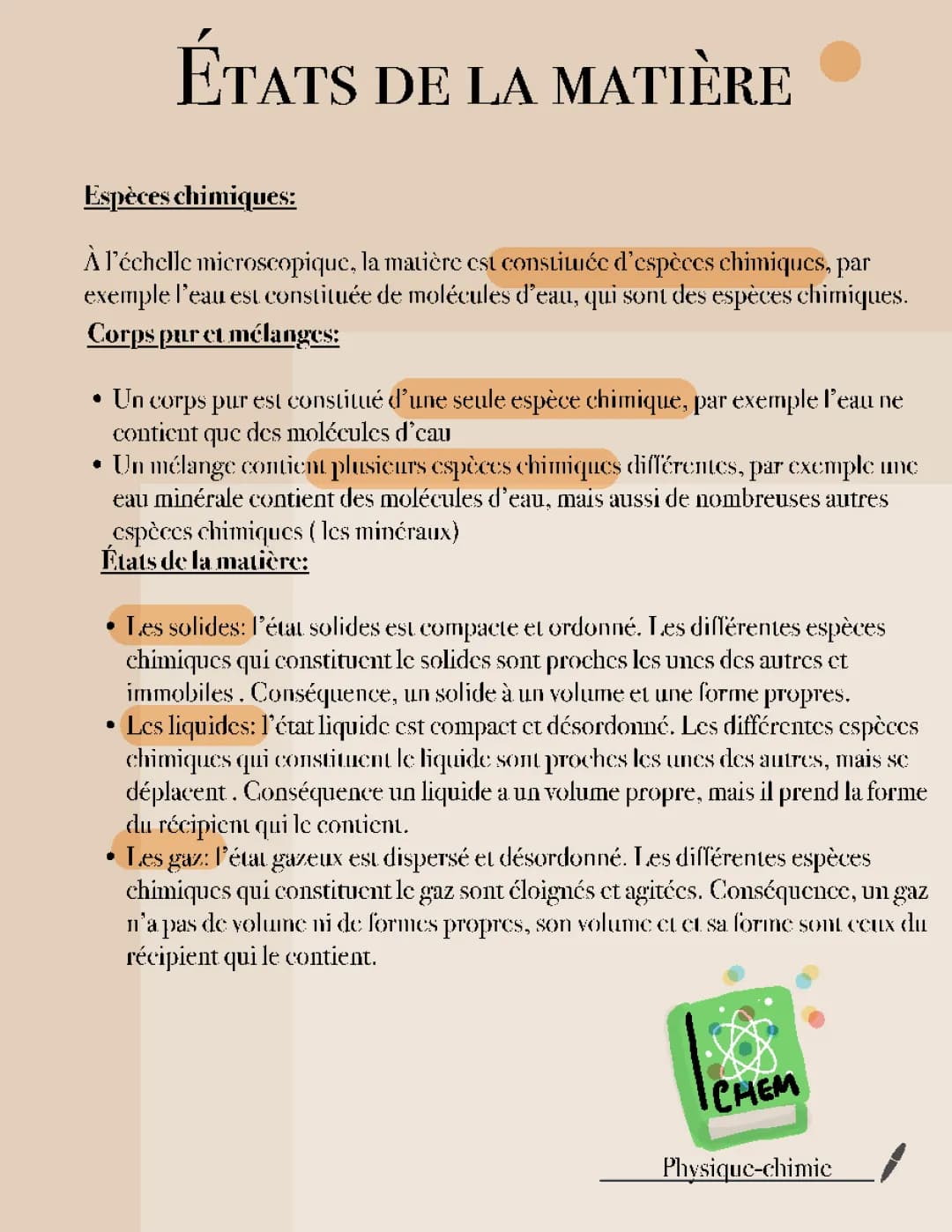 les états de la matière 