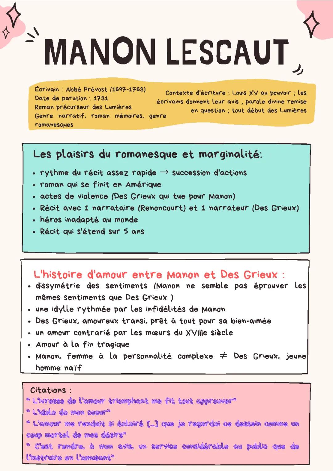 Manon Lescaut Bac: Résumé Chapitre par Chapitre et Analyse Linéaire